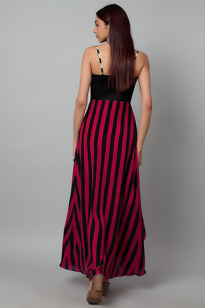Orange & Magenta Crepe Striped Hanky Vacation Dress by Nupur Kanoi at Pernia's Pop Up Shop