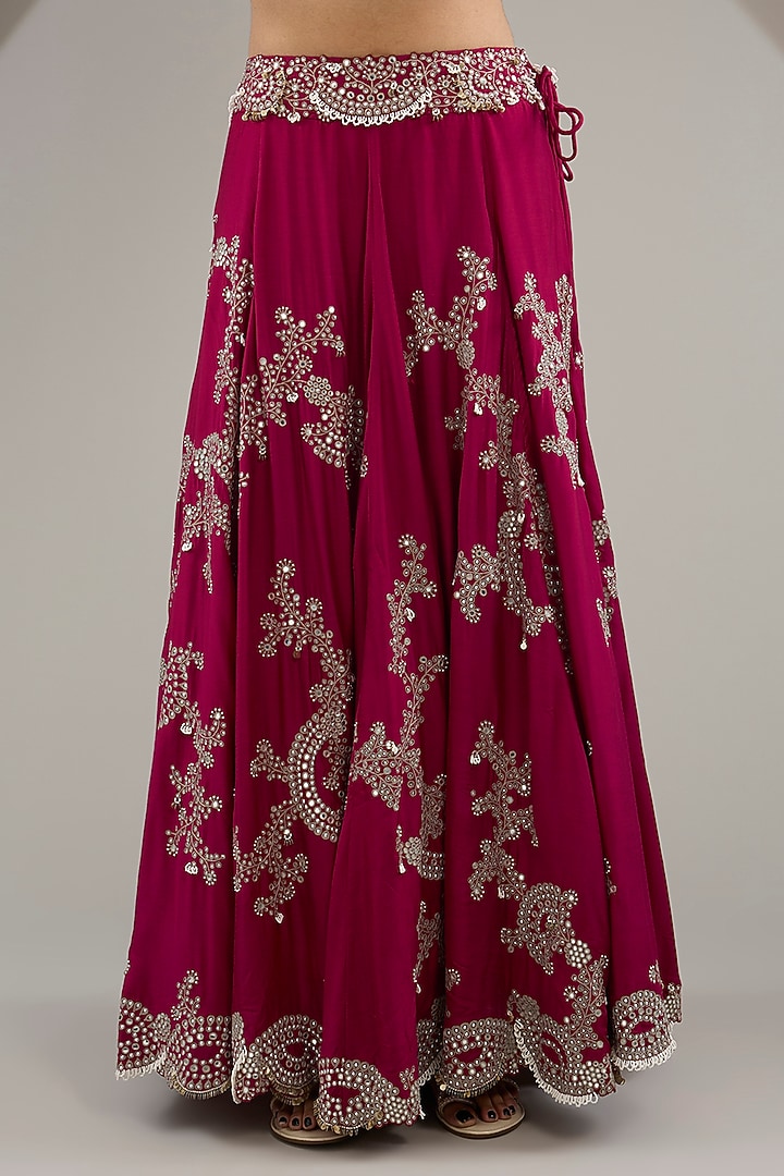 Burgundy Crepe & Silk Hand Embroidered Bridal Lehenga Set by Nupur Kanoi at Pernia's Pop Up Shop