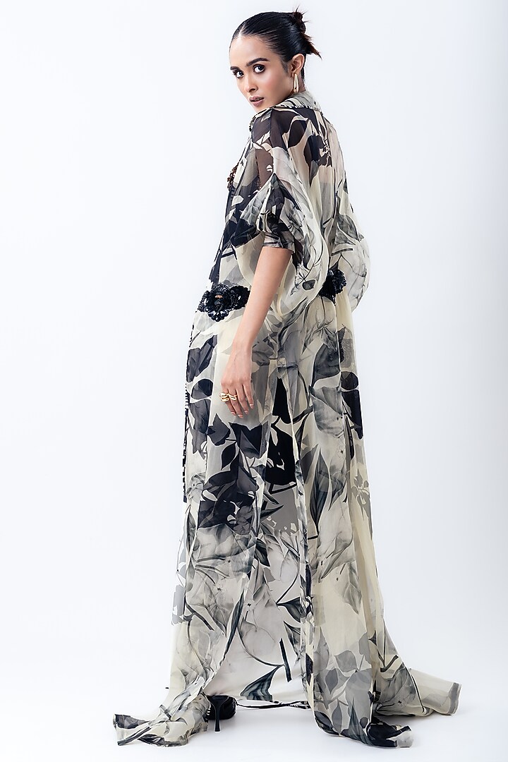 Off-White Organza Printed Jacket Set by Nupur Kanoi at Pernia's Pop Up Shop