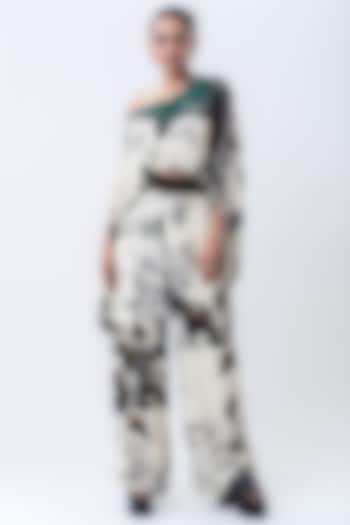 Off-White Crepe Printed A-Line Pant Set by Nupur Kanoi at Pernia's Pop Up Shop