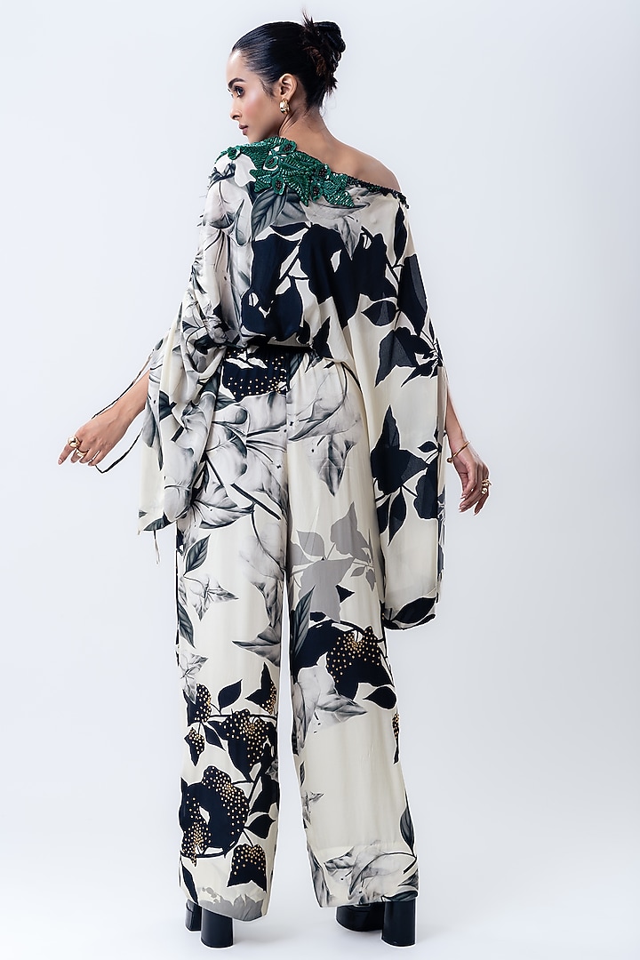 Off-White Crepe Printed A-Line Pant Set by Nupur Kanoi at Pernia's Pop Up Shop