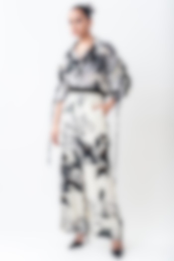 Off-White Crepe Printed A-Line Pant Set by Nupur Kanoi at Pernia's Pop Up Shop