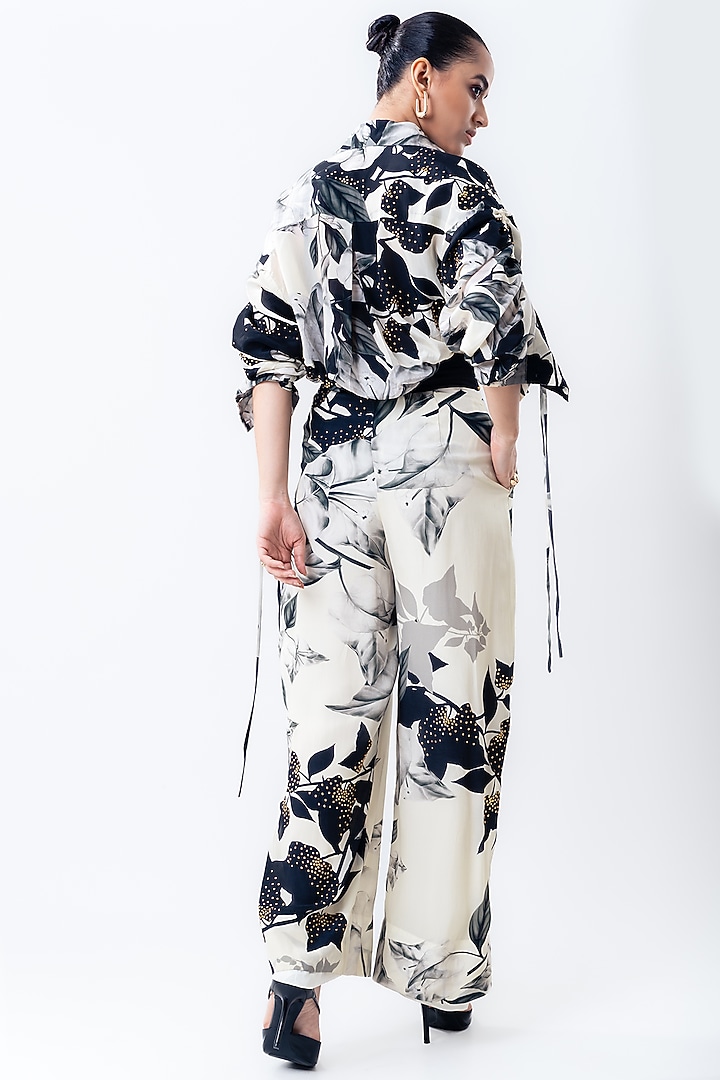 Off-White Crepe Printed A-Line Pant Set by Nupur Kanoi at Pernia's Pop Up Shop