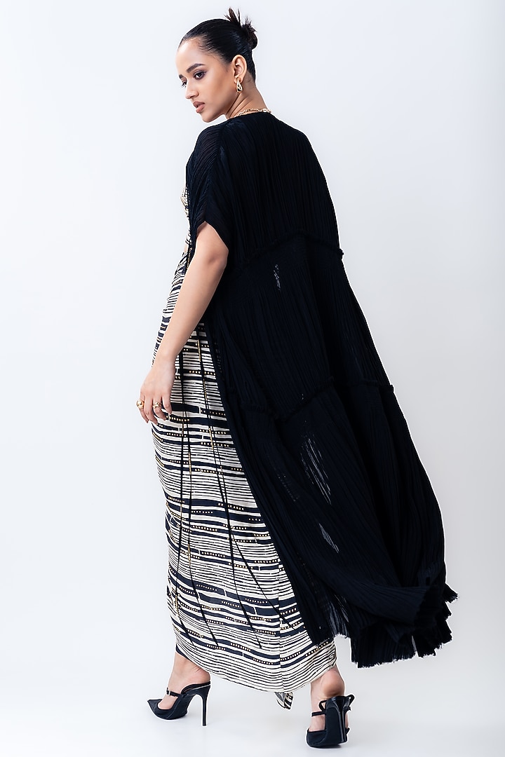 Black Chiffon & Crepe Jacket Set by Nupur Kanoi at Pernia's Pop Up Shop