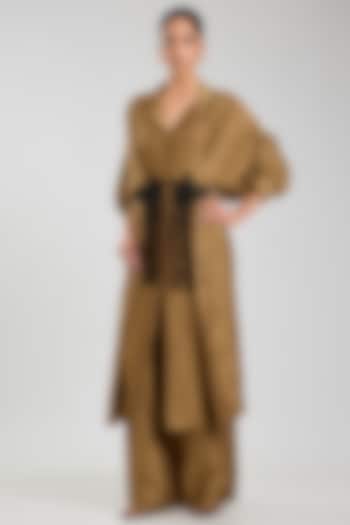 Dark Gold Banarasi Silk Co-Ord Set by Nupur Kanoi at Pernia's Pop Up Shop