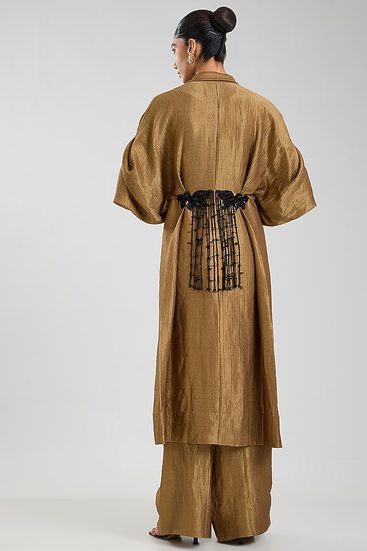 Dark Gold Banarasi Silk Co-Ord Set by Nupur Kanoi at Pernia's Pop Up Shop