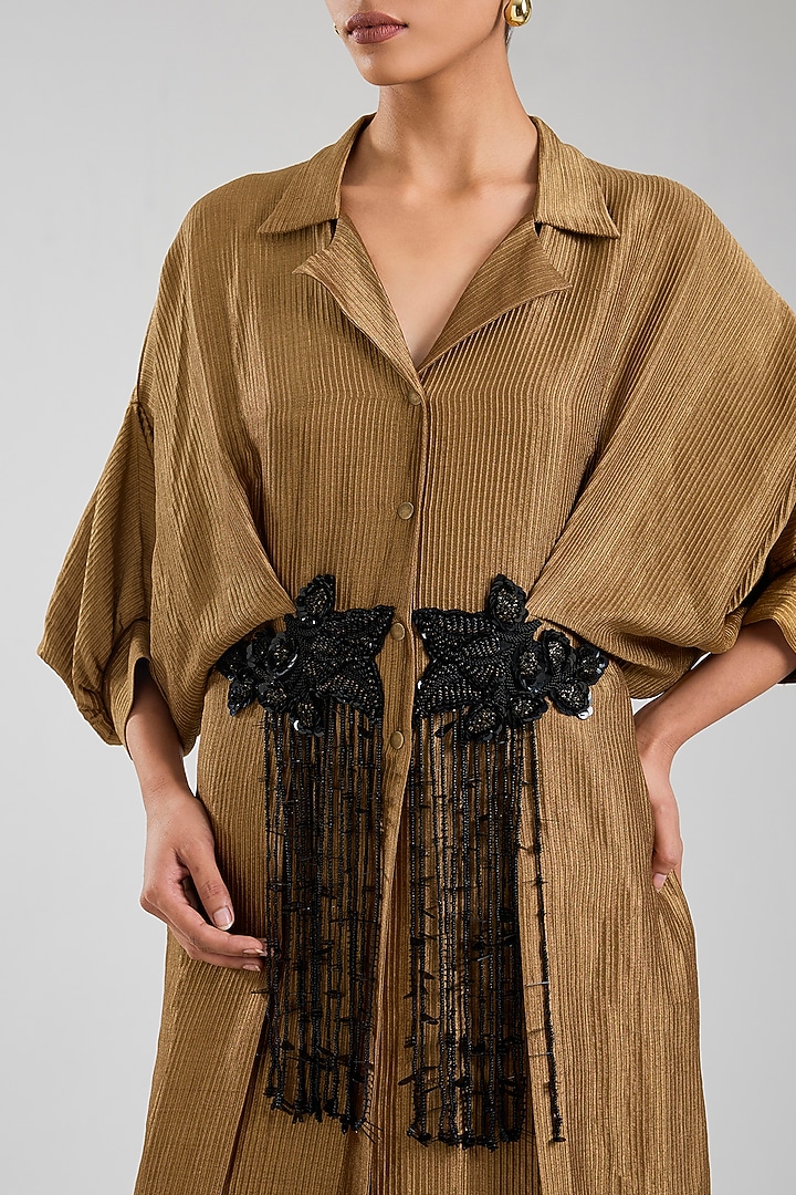 Dark Gold Banarasi Silk Co-Ord Set by Nupur Kanoi at Pernia's Pop Up Shop