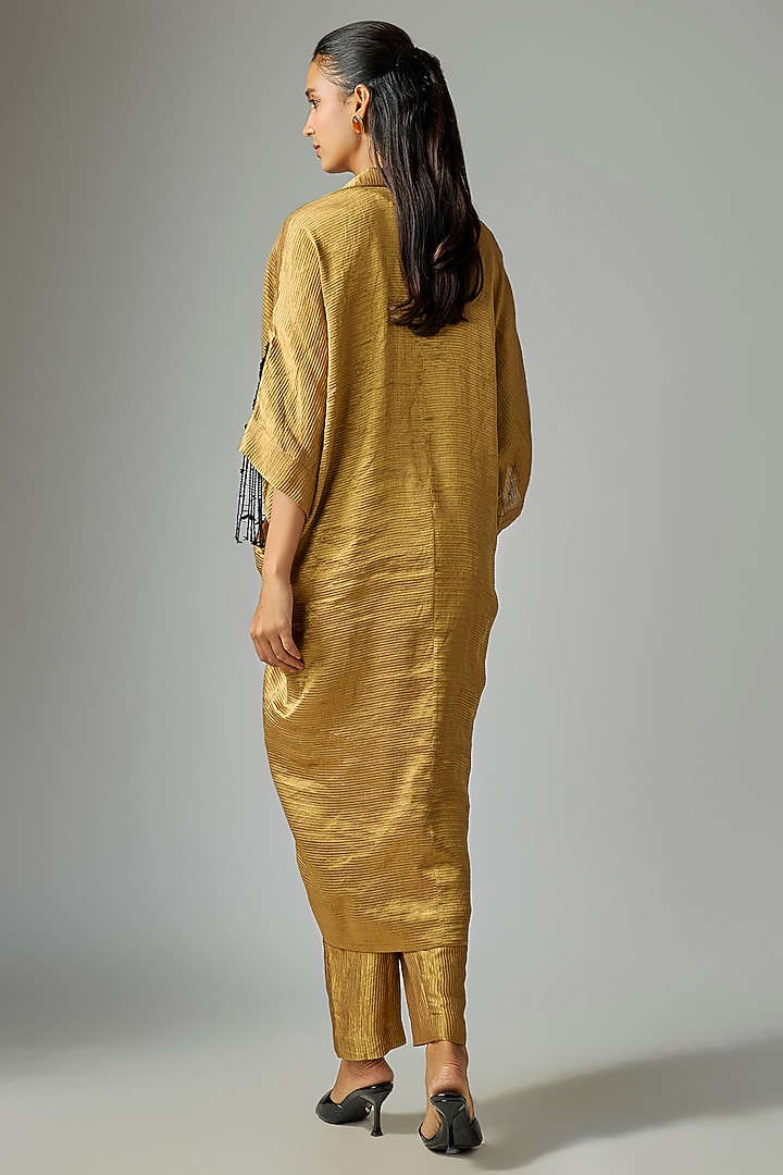 Dark Gold Banarasi Silk Tunic Set by Nupur Kanoi at Pernia's Pop Up Shop