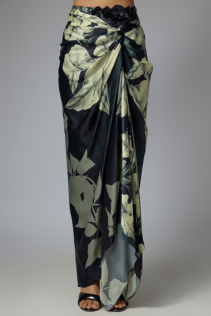 Black & Gold Organza Printed Jacket Set by Nupur Kanoi at Pernia's Pop Up Shop