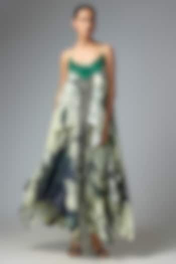 Off-White & Black Satin Printed Singlet Cocktail Dress by Nupur Kanoi at Pernia's Pop Up Shop