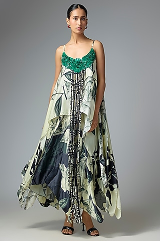 green emerald velvet dress Dearly Embroidered Mini Dress White Petite main image 0