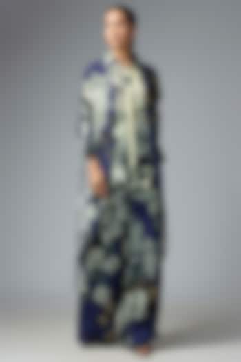 Blue & Off-White Crepe Printed Co-Ord Set by Nupur Kanoi at Pernia's Pop Up Shop