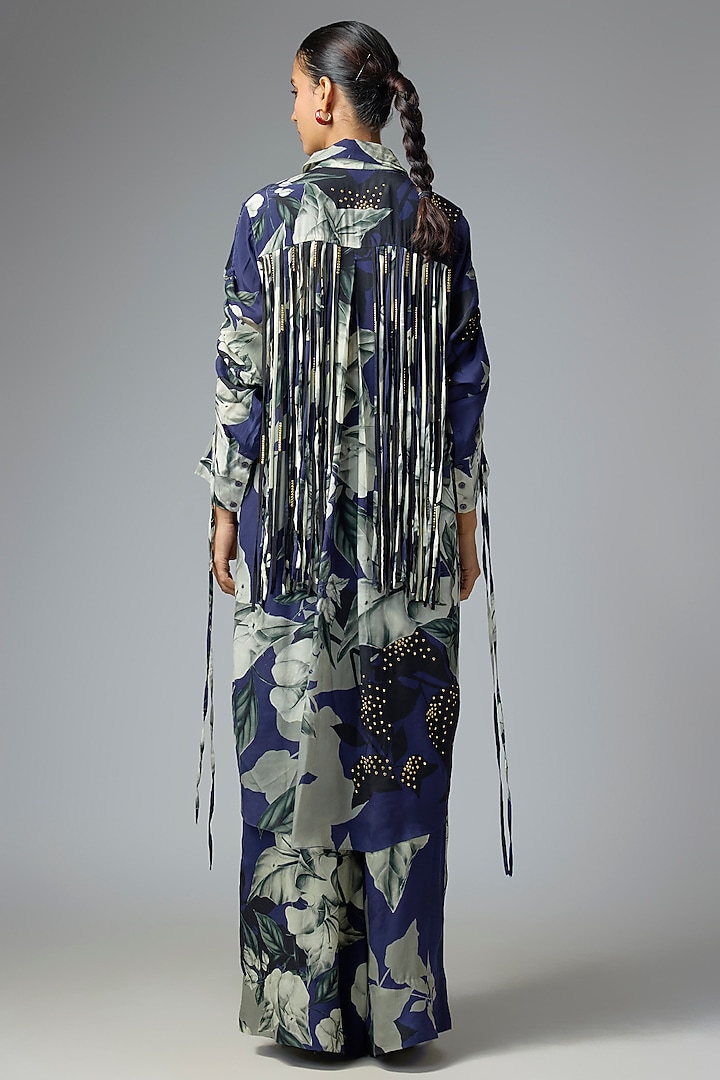 Blue & Off-White Crepe Printed Co-Ord Set by Nupur Kanoi at Pernia's Pop Up Shop