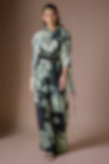 Off-White & Black Crepe Printed A-Line Pant Set by Nupur Kanoi at Pernia's Pop Up Shop