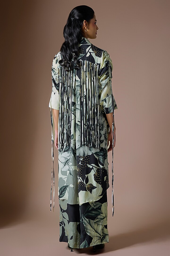 Off-White & Black Crepe Printed A-Line Pant Set by Nupur Kanoi at Pernia's Pop Up Shop