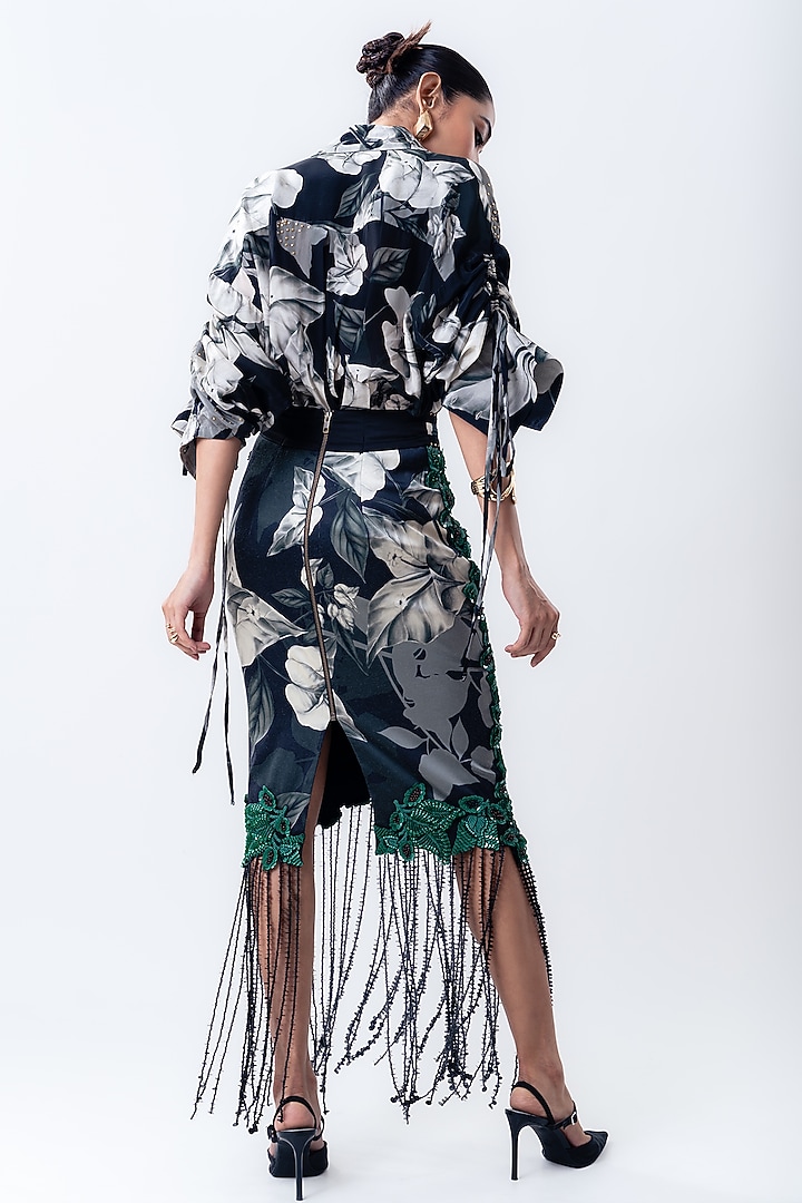 Green Crepe & Lycra Embroidered Skirt Set by Nupur Kanoi at Pernia's Pop Up Shop