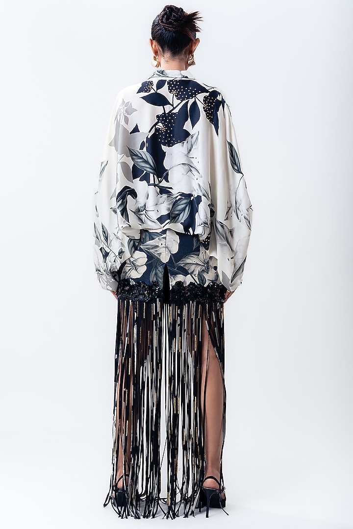 Black Crepe & Lycra Sequins Skirt Set by Nupur Kanoi at Pernia's Pop Up Shop