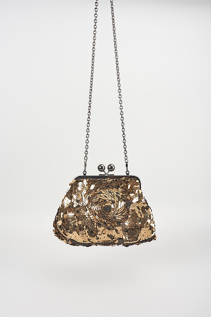 Gold Sequins Clutch by Nupur Kanoi Accessories at Pernia's Pop Up Shop