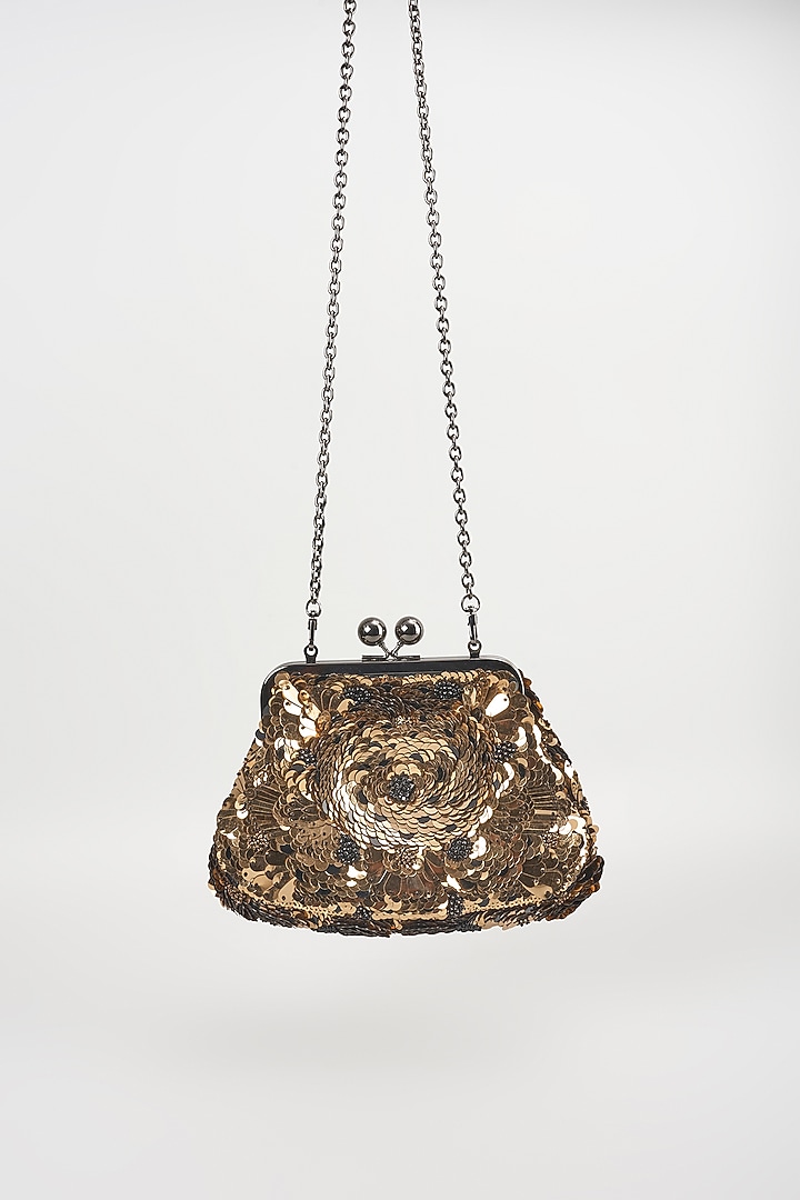 Gold Sequins Clutch by Nupur Kanoi Accessories at Pernia's Pop Up Shop