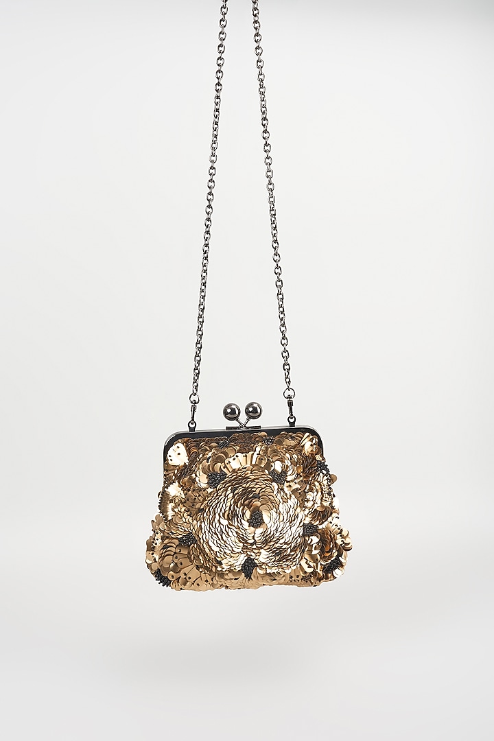 Gold Sequins Clutch by Nupur Kanoi Accessories at Pernia's Pop Up Shop
