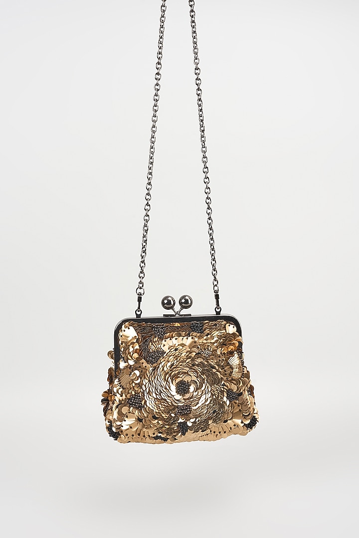 Gold Sequins Clutch by Nupur Kanoi Accessories at Pernia's Pop Up Shop