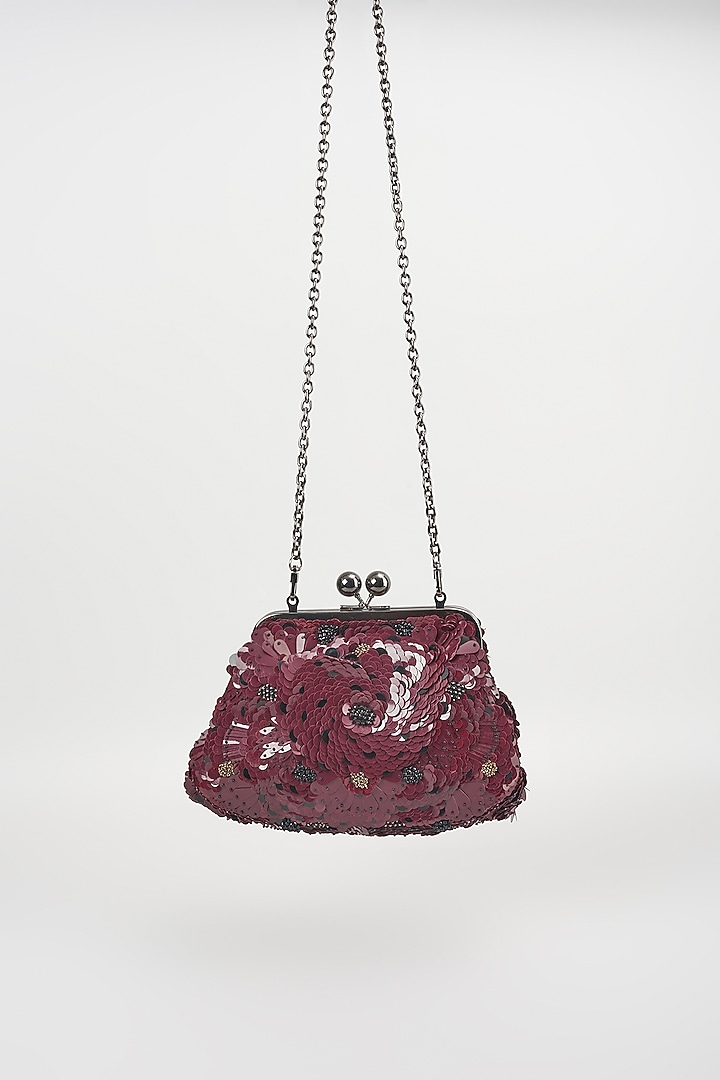 Burgundy Sequins Clutch by Nupur Kanoi Accessories at Pernia's Pop Up Shop