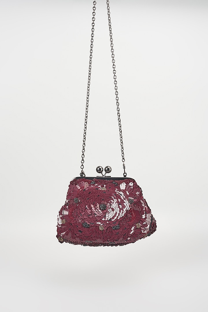 Burgundy Sequins Clutch by Nupur Kanoi Accessories at Pernia's Pop Up Shop