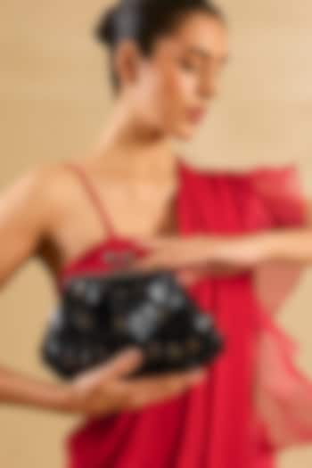 Black Sequins and Beads Hand Embroidered Clutch by Nupur Kanoi Accessories at Pernia's Pop Up Shop