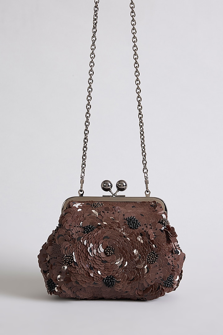 Brown Sequins Clutch by Nupur Kanoi Accessories at Pernia's Pop Up Shop