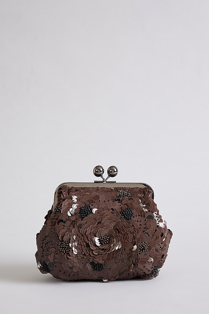 Brown Sequins Clutch by Nupur Kanoi Accessories at Pernia's Pop Up Shop