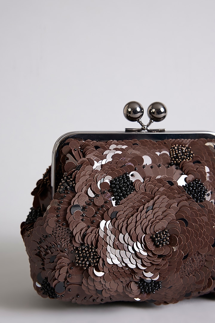 Brown Sequins Clutch by Nupur Kanoi Accessories at Pernia's Pop Up Shop