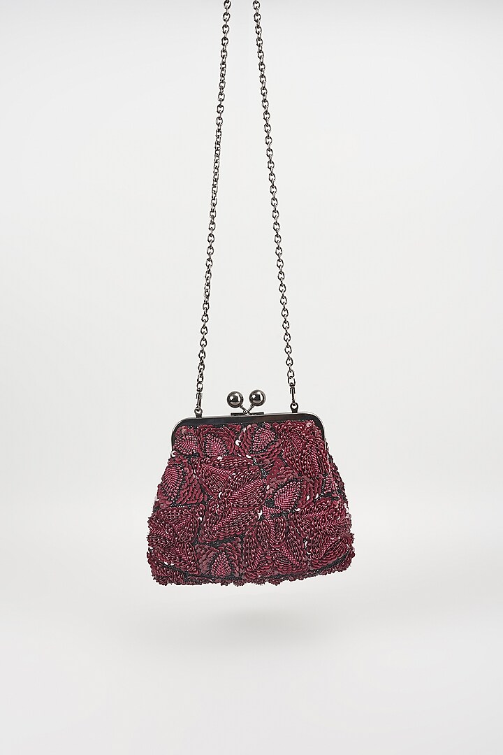 Burgundy Sequins Clutch by Nupur Kanoi Accessories at Pernia's Pop Up Shop