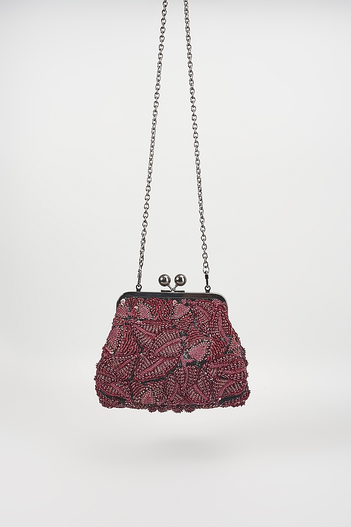 Burgundy Sequins Clutch by Nupur Kanoi Accessories at Pernia's Pop Up Shop