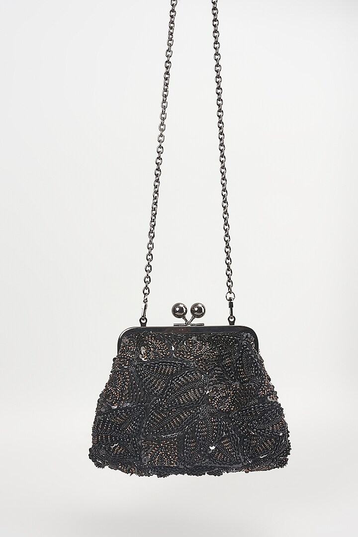 Black Sequins Clutch by Nupur Kanoi Accessories at Pernia's Pop Up Shop