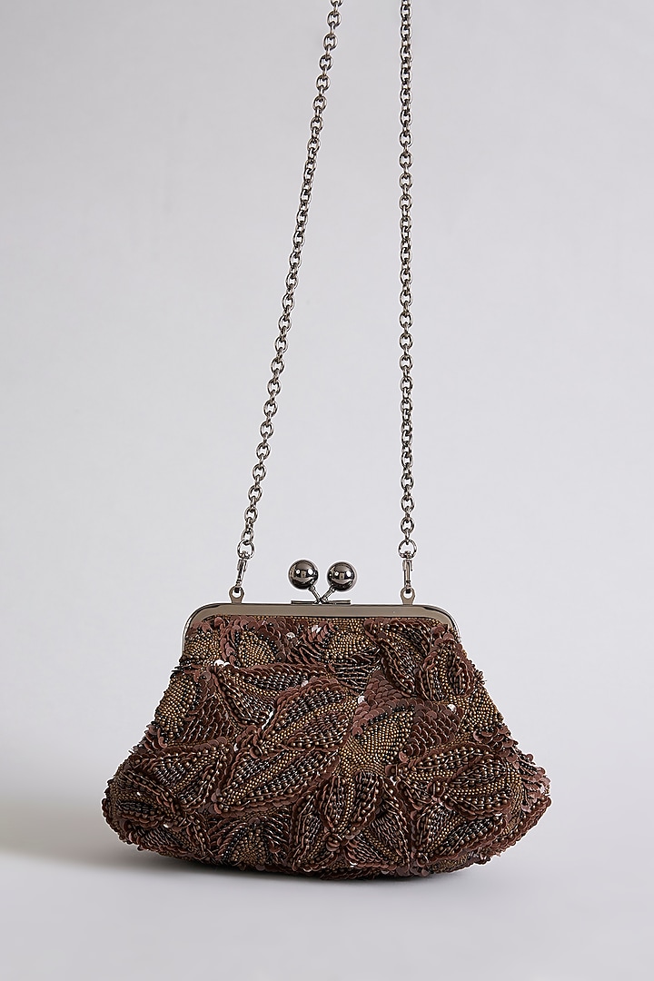 Brown Sequins Clutch by Nupur Kanoi Accessories at Pernia's Pop Up Shop