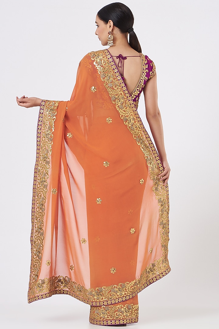 Mango Yellow Georgette Party Wear Saree Set by NITIKA GUJRAL at Pernia's Pop Up Shop
