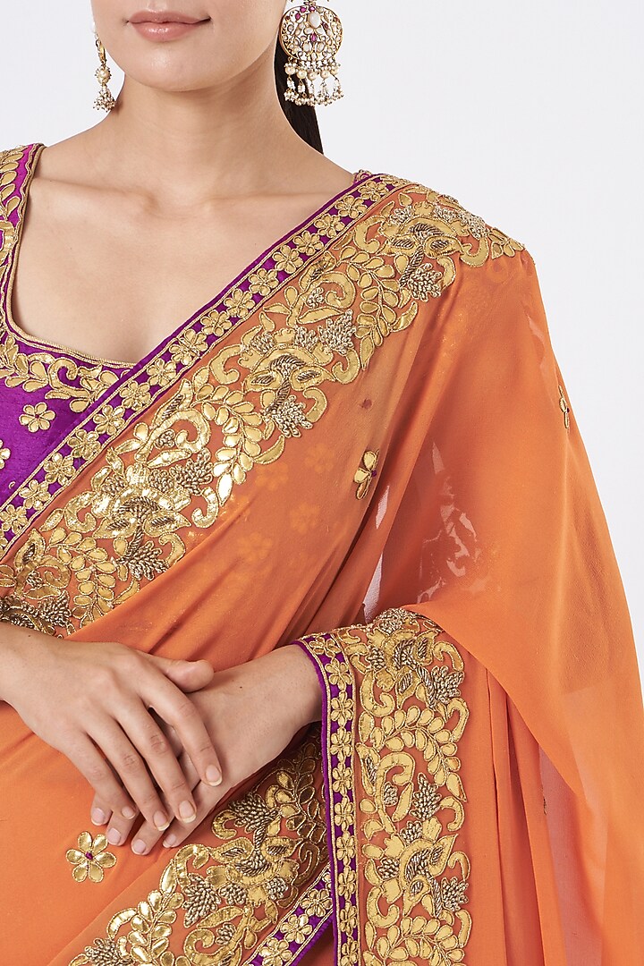Mango Yellow Georgette Party Wear Saree Set by NITIKA GUJRAL at Pernia's Pop Up Shop