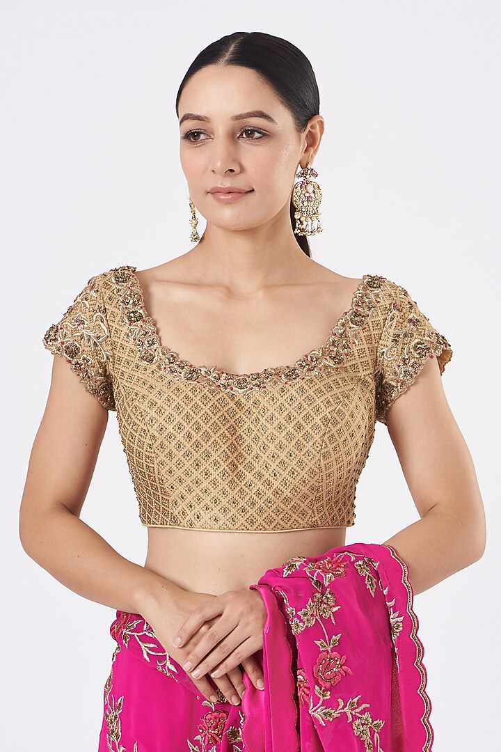 Fuchsia Georgette Wedding Saree Set by NITIKA GUJRAL at Pernia's Pop Up Shop