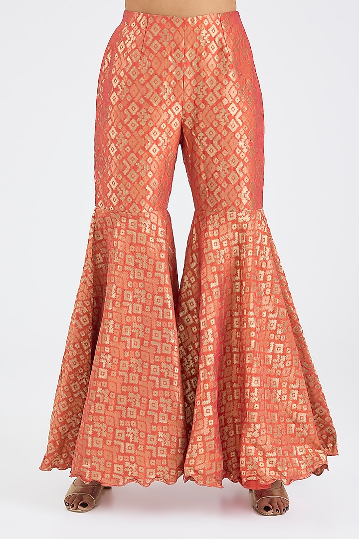 Rust Brocade Gharara Set  by NITIKA GUJRAL at Pernia's Pop Up Shop