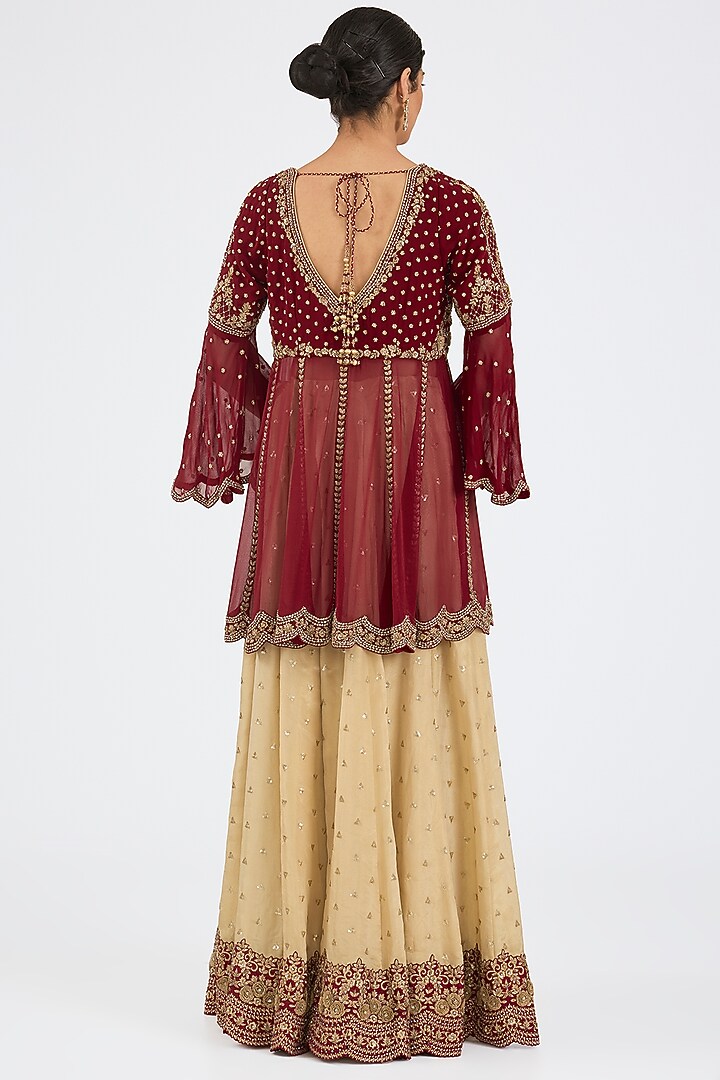 Gold Tissue Embroidered Bridal Sharara Set by NITIKA GUJRAL at Pernia's Pop Up Shop