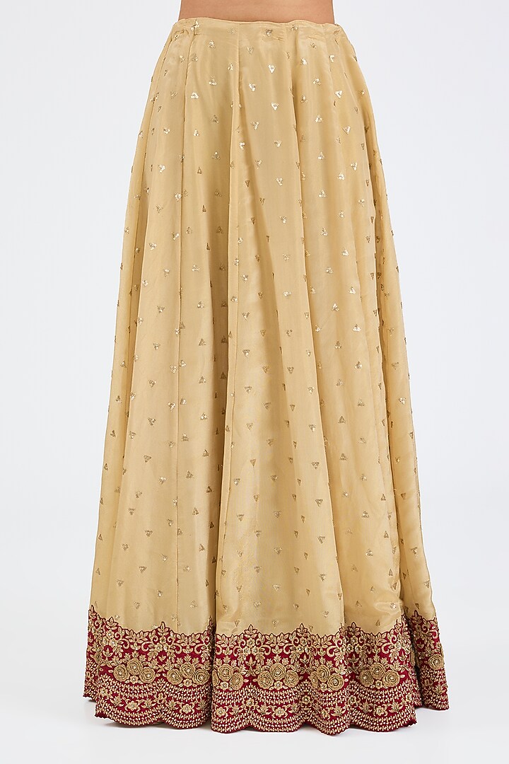 Gold Tissue Embroidered Bridal Sharara Set by NITIKA GUJRAL at Pernia's Pop Up Shop