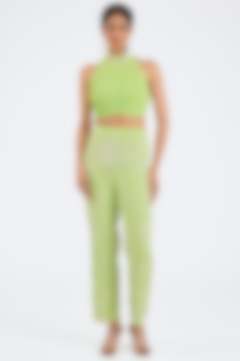 Mint Green Georgette Embroidered Co-Ord Set by NITIKA GUJRAL at Pernia's Pop Up Shop