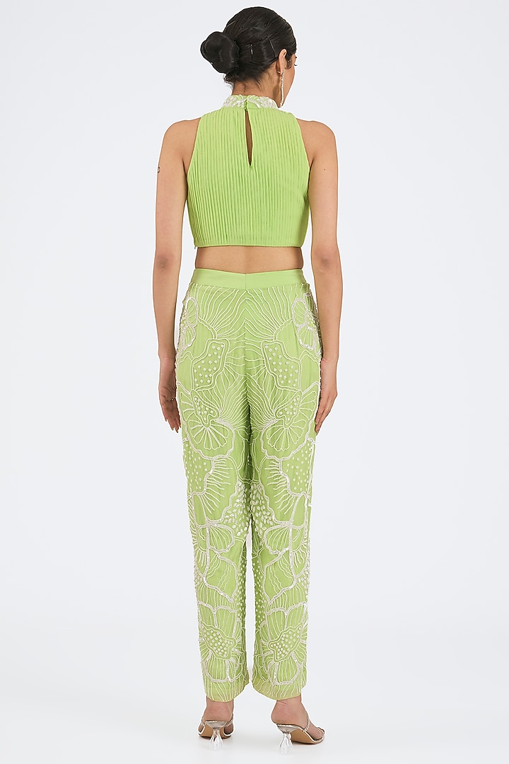 Mint Green Georgette Embroidered Co-Ord Set by NITIKA GUJRAL at Pernia's Pop Up Shop