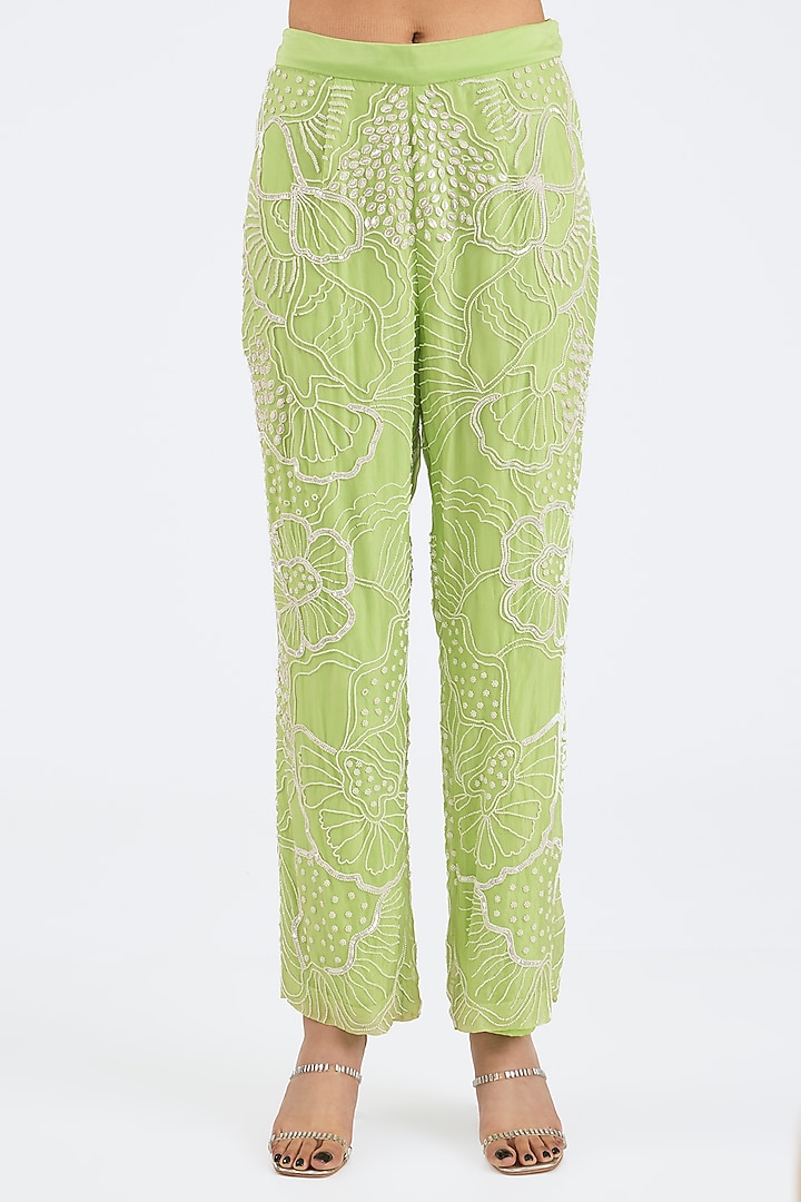 Mint Green Georgette Embroidered Co-Ord Set by NITIKA GUJRAL at Pernia's Pop Up Shop