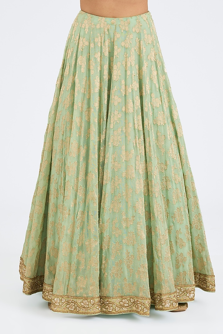 Lime Tissue Banarasi Wedding Lehenga Set by NITIKA GUJRAL at Pernia's Pop Up Shop