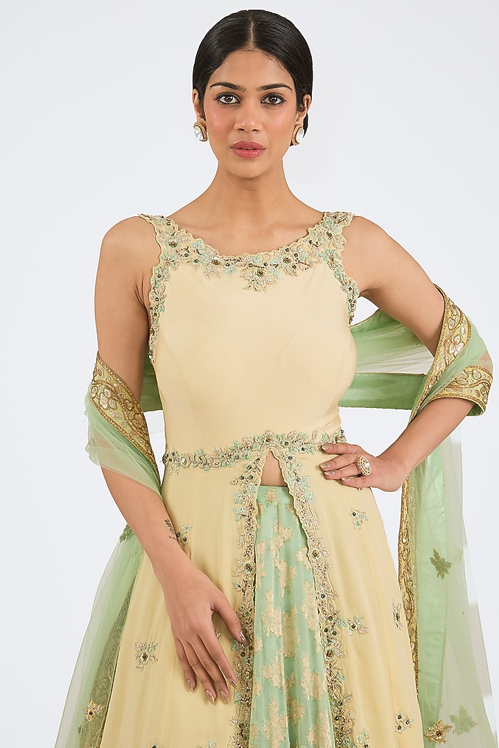 Lime Tissue Banarasi Wedding Lehenga Set by NITIKA GUJRAL at Pernia's Pop Up Shop