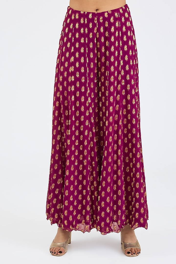 Wine Banarasi Embroidered Bridal Sharara Set by NITIKA GUJRAL at Pernia's Pop Up Shop