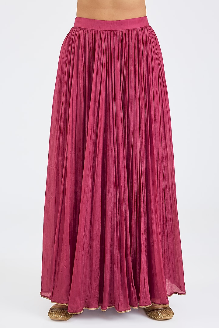 Wine Taffeta Embroidered Jacket Wedding Lehenga Set by NITIKA GUJRAL at Pernia's Pop Up Shop