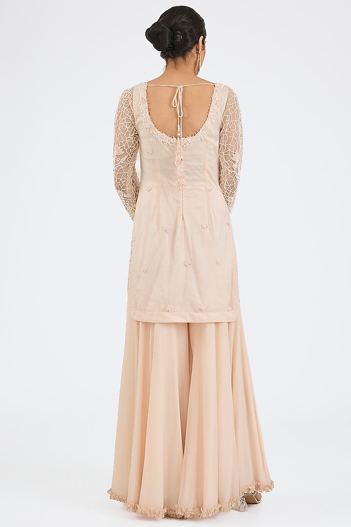 Blush Pink Georgette Wedding Sharara Set by NITIKA GUJRAL at Pernia's Pop Up Shop