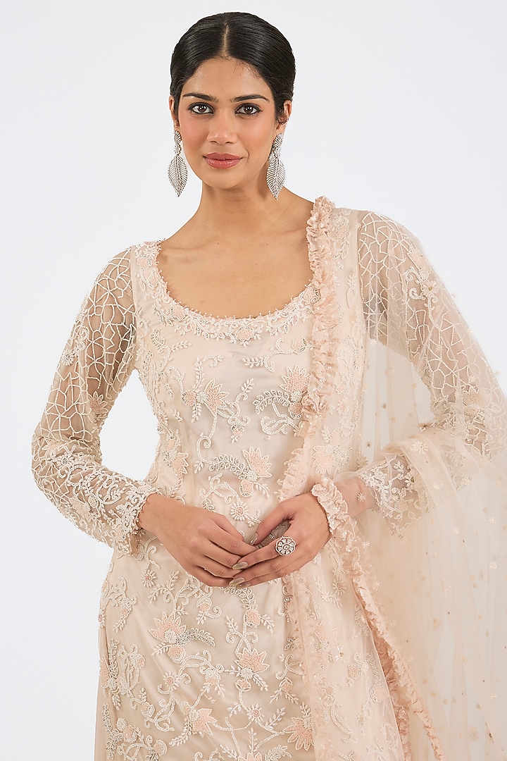 Blush Pink Georgette Wedding Sharara Set by NITIKA GUJRAL at Pernia's Pop Up Shop